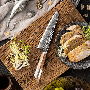 Cuchillo de cocina de Damasco profesional de alta calidad personalizado al por mayor servicio OEM ODM cuchillo de Chef con patrón de martillo de acero de Damasco - Product Image 1