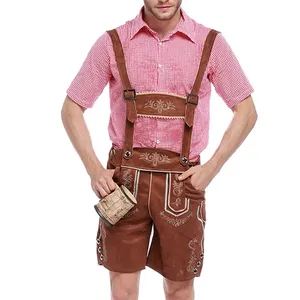 กางเกงขาสั้นหนังกวาง,กางเกงขาสั้นสีพื้นเข้ารูปสไตล์ Lederhosen ทำจากปากีสถาน - Product Image 3