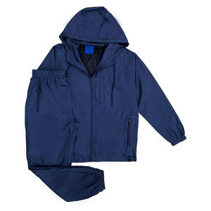 Conjunto Deportivo Cortavientos de Secado Rápido para Invierno, Unisex, Color Azul Marino, Dos Piezas, Dos Bolsillos con Cremallera, Transpirable, Ecológico, Traje Frontal - Product Image 1