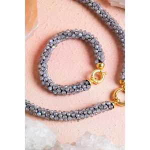 Certified Handmade Knitted <b>Labradorite</b> Set with Silver Clasp Necklace 48 cm, <b>Bracelet</b> 19 cm - Product Image 3