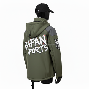 Veste Softshell pour femmes Imperméable Coupe-vent Vert olive Gris Panneaux d'épaule Logo personnalisé Transfert thermique Veste Softshell pour femmes - Product Image 5