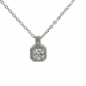 Colgante clásico con halo de diamantes solitarios de corte redondo, 1.03 ct, color F, claridad VS, diamante cultivado en laboratorio en oro de 14 quilates, para uso diario, regalo. - Product Image 1