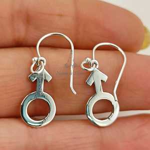 Männliche Symbol-Ohrringe aus 925 Sterling Silber: Handgefertigter LGBTQ Pride Hängeschmuck - Product Image 6
