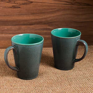 Blues Sky 320ml Ceramic Studio Pottery Glazed <b>Coffee</b> <b>Mugs</b> <b>Set</b> 2 Dishwasher Safe Teal Stone Blue Scandinavian Design Spoon Hot - Product Image 2