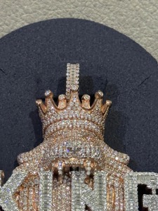 Vidhi Bijoux Argent Sterling 925 Plaqué Or Style Vintage IGI Certifié Lettre Personnalisée Conception Diamant Pendentif Charms Unisexe - Product Image 3