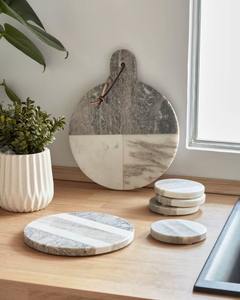 Ensemble de sous-verres en bois d'acacia haut de gamme, design en marbre de pierre, porte-gobelet, logo, idéal pour les cadeaux de mariage, les cadeaux d'entreprise et les repas de luxe - Product Image 3