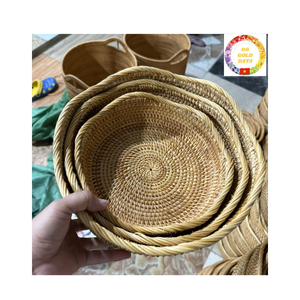 ถาดหวายหวายแบบชนบทถาดเสิร์ฟอาหารสีไม้ทำด้วยมือสำหรับโรงแรมบ้านห้องครัวอาหารกาแฟและชา - Product Image 4