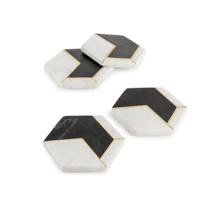 Sous-verre en bois et marbre personnalisé de bonne qualité forme hexagonale décoration de la maison sous-verre en marbre et bois prix le plus bas - Product Image 6