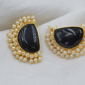 Pendientes de tuerca de piedra, última colección, pendientes de tuerca chapados en oro de diseñador, venta al por mayor, Pendientes chapados en oro de 18 quilates hechos a mano para mujer - Product Image 3