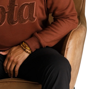 Solide marron Iota Chenille sweat 100% coton polaire personnalisé grec fraternité brodé Logo doux confortable hommes pull - Product Image 4