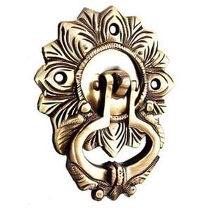 Poignée de porte en laiton antique de designer, vintage, artisanale, quincaillerie d'entrée - Product Image 3
