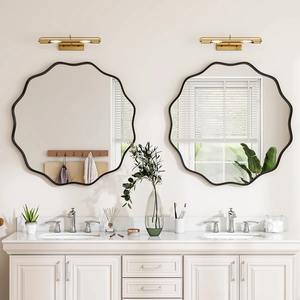 Elegant Arched Art Deco Wedding Bathroom <b>Mirror</b> Gold Metal Iron Frame Rust Proof Wall Mounted <b>Vanity</b> Decor - Product Image 2