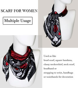 Nouveau personnalisé femmes luxe soie Satin écharpe solide Plaid carré impression numérique décontracté mode châle cravate tissu ruban - Product Image 2