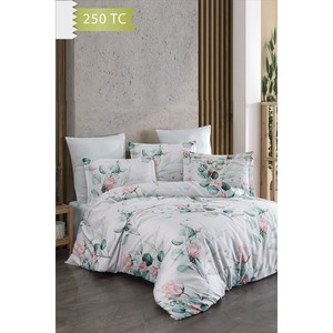 Juego de Funda Nórdica de Satén de Algodón con Mezcla de Bambú Varol 250 TC, Diseño Floral, Tamaño Doble, 4 Piezas-ELBST - Product Image 1