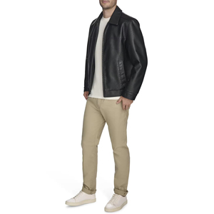 Veste en cuir pour homme, coupe slim, hiver, best-seller |   Style High Street |   Tissu PU imperméable |   Col montant devant |   Respirant | - Product Image 3