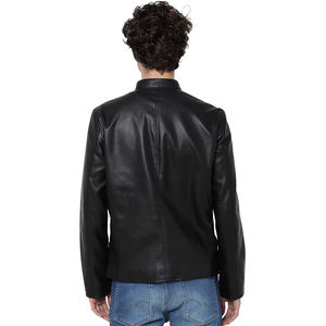 Blouson de baseball en cuir PU pour homme, automne-hiver, chauffant, jacquard brodé, à manches longues, style motard - Product Image 5