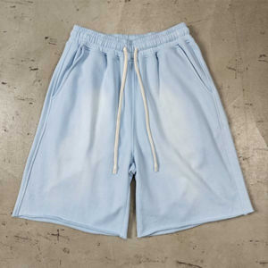 Men's High Quality 100% Cotton Fleece Shorts Solid <b>Vintage</b> <b>French</b> Terry Acid Wash Outdoor Sun Fade Customizable - Product Image 2