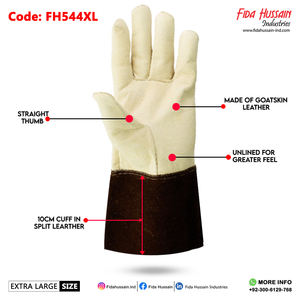 ถุงมือทำงานเชื่อมหนังวัวในหนังแพะพร้อมการป้องกันสูงสุดกำไลข้อมือยาว10ซม. ไม่มีซับใน2025งานอุตสาหกรรม - Product Image 5