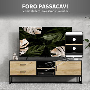 HOMCOM Soporte de TV de 60 "con Mueble, 2 Cajones y Estantes Abiertos, 140x35x45 cm, Madera Natural - Product Image 6