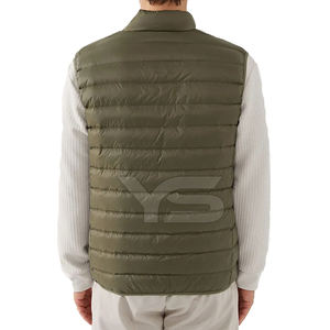 Blouson bombardier matelassé sans manches enduit col montant motif solide coupe-vent respirant fermeture éclair hiver veste à bulles personnalisée - Product Image 4