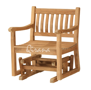 Silla Planeadora moderna y cómoda de teca para exteriores con herrajes de latón de movimiento suave para sala de estar, hotel o parque, asientos de ocio - Product Image 1