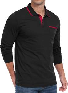 Cuello de golf de manga corta de algodón clásico para hombre para camiseta de polo Estampado informal con bolsillo Casual Clásico para camisas de hombre - Product Image 3