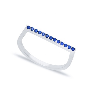 Sapphire Stone Simple Bar Design Graceful Beaded <b>Ring</b> Wholesale Turkish Handcrafted 925 Silver Jewelry Wholesale Jewellery - Product Image 3