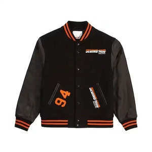 Vente chaude en cuir à manches Varsity Jacket Impression personnalisée Broderie Patch Baseball Letterman véritable Varsity jacket pour hommes - Product Image 1