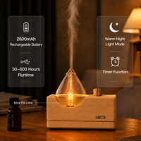 Diffuseur d'aromathérapie en bois naturel sans eau HIITII Premium Glass, sans fil, portable, pour la maison, l'extérieur, l'hôtel, 20 ml