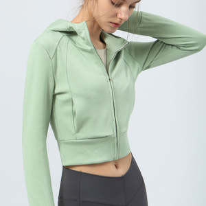 เสื้อฮู้ดมีซิปสำหรับผู้หญิงเสื้อครอปผ้าฝ้ายเสื้อครอปมีฮู้ดผู้หญิงโลโก้ออกแบบได้ตามต้องการ - Product Image 3