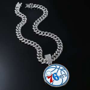 Collar de Baloncesto de los 76ers de Lujo, Superventas, Unisex, Moderno, de Plata de Ley con Moissanita y Baño de Rodio para Fanáticos - Product Image 5