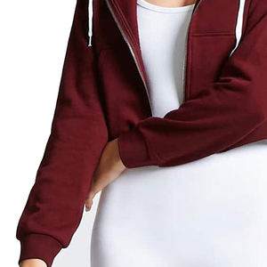 Venta al por mayor de colores lisos de alta calidad 100% de algodón polar con capucha de marca personalizada de diseño propio de manga larga con cremallera mujeres sudaderas con capucha - Product Image 6