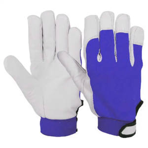 Guantes DE SEGURIDAD antivibración de 11 oz con certificado CE de cuero de grano de cabra suave de alta calidad, guantes de trabajo industriales con puños elásticos rojos - Product Image 6