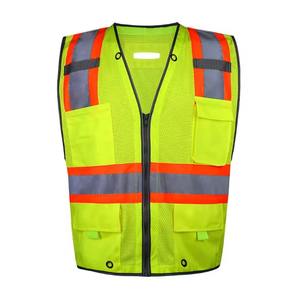 Chaleco de tráfico de construcción de alta visibilidad 3 rayas reflectantes Logotipo personalizado Cremallera Trabajo Hola Viz Ropa de seguridad a prueba de agua - Product Image 1