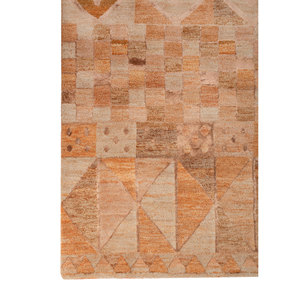 พรมไหมพรมผสมไหมไผ่ถักมือสีเบจและสีน้ำตาลลายเรขาคณิตรูปสี่เหลี่ยมผืนผ้าสำหรับใช้ในห้องนั่งเล่นที่บ้าน-รุ่น Les-865 - Product Image 4