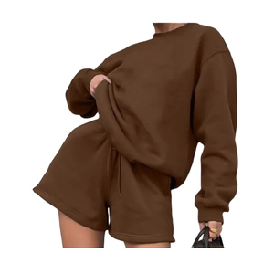 Survêtements d'usine Logo personnalisé blanc survêtement sweat-shirt ensemble 2 pièces femmes shorts ensemble 2025 OEM Service - Product Image 2