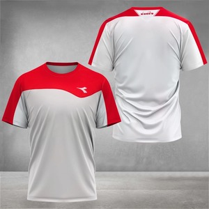 แห้งเร็วสีตัดกัน 3D พิมพ์เสื้อยืดฟุตบอลระบายอากาศผู้ชายแห้งเร็วเสื้อยืดแบดมินตันวิ่งเสื้อยืดชุดทีม - Product Image 3