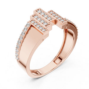 แหวนหมั้นเพชรทรงกลมสีโรสโกลด์ 14K สำหรับผู้หญิง |   เพชรที่เพาะเลี้ยงใหม่ - Product Image 5