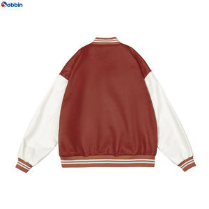 Chaqueta Universitaria de Béisbol Personalizada de Moda, Superventas, para Hombre, Talla Grande, Mangas de Cuero con Bordado Fino - Product Image 2