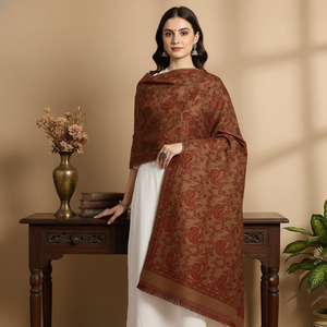 Pure Wool Kullu Shawl 80x40 Inch Handwoven with Timeless Indian Motifs Soft & Warm for Cold Weather Comfort at Wholesale Price - Product Image 3