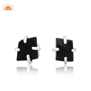 ที่ดีที่สุดคุณภาพ 925 เงินสเตอร์ลิงธรรมชาติสีดํา Obsidian อัญมณีต่างหูเครื่องประดับสําหรับผู้หญิงของขวัญสําหรับเธอ - Product Image 1