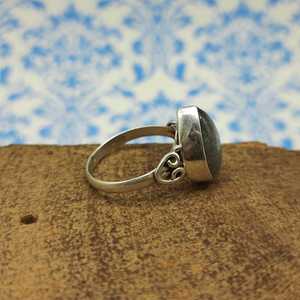 Anillo de Plata de Ley 925 bohemio de moda artesanal fino diseño único con incrustaciones de diamantes de piedras preciosas de labradorita para bodas - Product Image 4