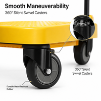 Chariot de manutention industriel pliable et silencieux à quatre roues, robuste, portable, pour entrepôt, avec plateforme, idéal pour outils et petits remorques (OEM)