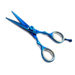 Ciseaux de barbier professionnels en acier inoxydable dentelé de 6 pouces bleus pour la coupe de cheveux en salon - Utilisation en bricolage - Product Image 1