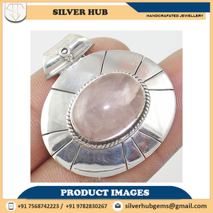 จี้925โรสควอทซ์สีเงินสเตอร์ลิงแบบทำมือเทคโนโลยีฝังฝังหนามเตย - Product Image 4