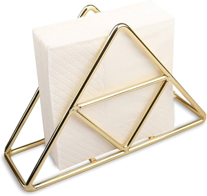 Porte-mouchoirs en laiton de bonne qualité Base en bois Restaurant cuisine décoration de table porte-serviettes prix le plus bas - Product Image 3