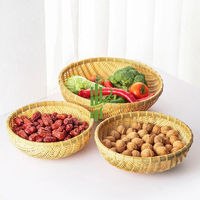 Nouveau modèle 2025, paniers de rangement en rotin et bambou naturels, faits à la main, écologiques, vintage, en forme de cercle, pour fruits et pain, prix avantageux