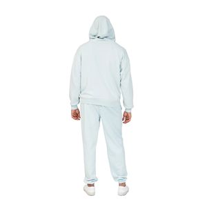 60% coton 40% Polyester pour homme, ensemble de survêtement décontracté en polaire de qualité supérieure avec poches et intérieur doux brossé-bleu glacé - Product Image 5