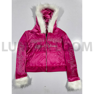 เสื้อสวมหัวมีฮู้ดแบบสวมศีรษะโอเวอร์ไซส์ของผู้หญิงประดับพลอยเทียมสไตล์ลำลองคอตั้งดีไซน์ตามสั่ง - Product Image 6