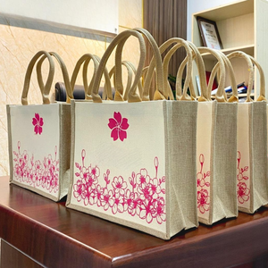 Bolsa de yute de tamaño mediano más vendida, diseño personalizado, Impresión de logotipo, transferencia de calor, Material PP, bolsa de compras colorida hecha en Vietnam - Product Image 3